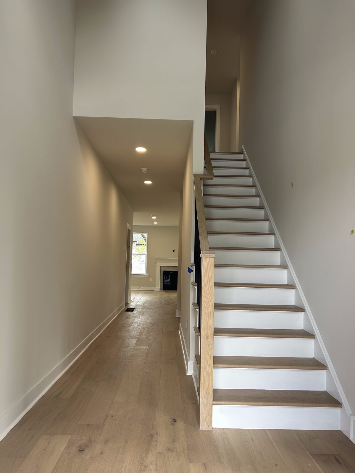 Model 1 staircase with white risers and wood treads