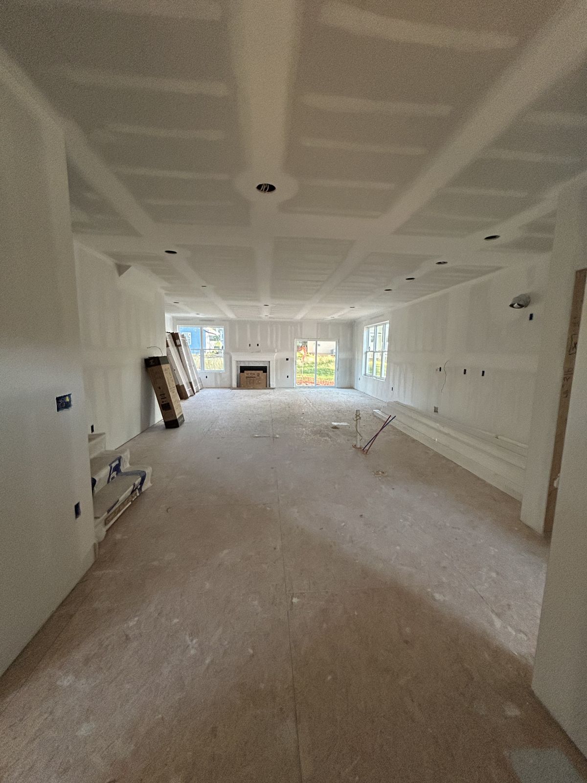 Great room with drywall hung